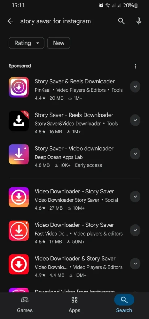 اپلیکیشن استوری سیور